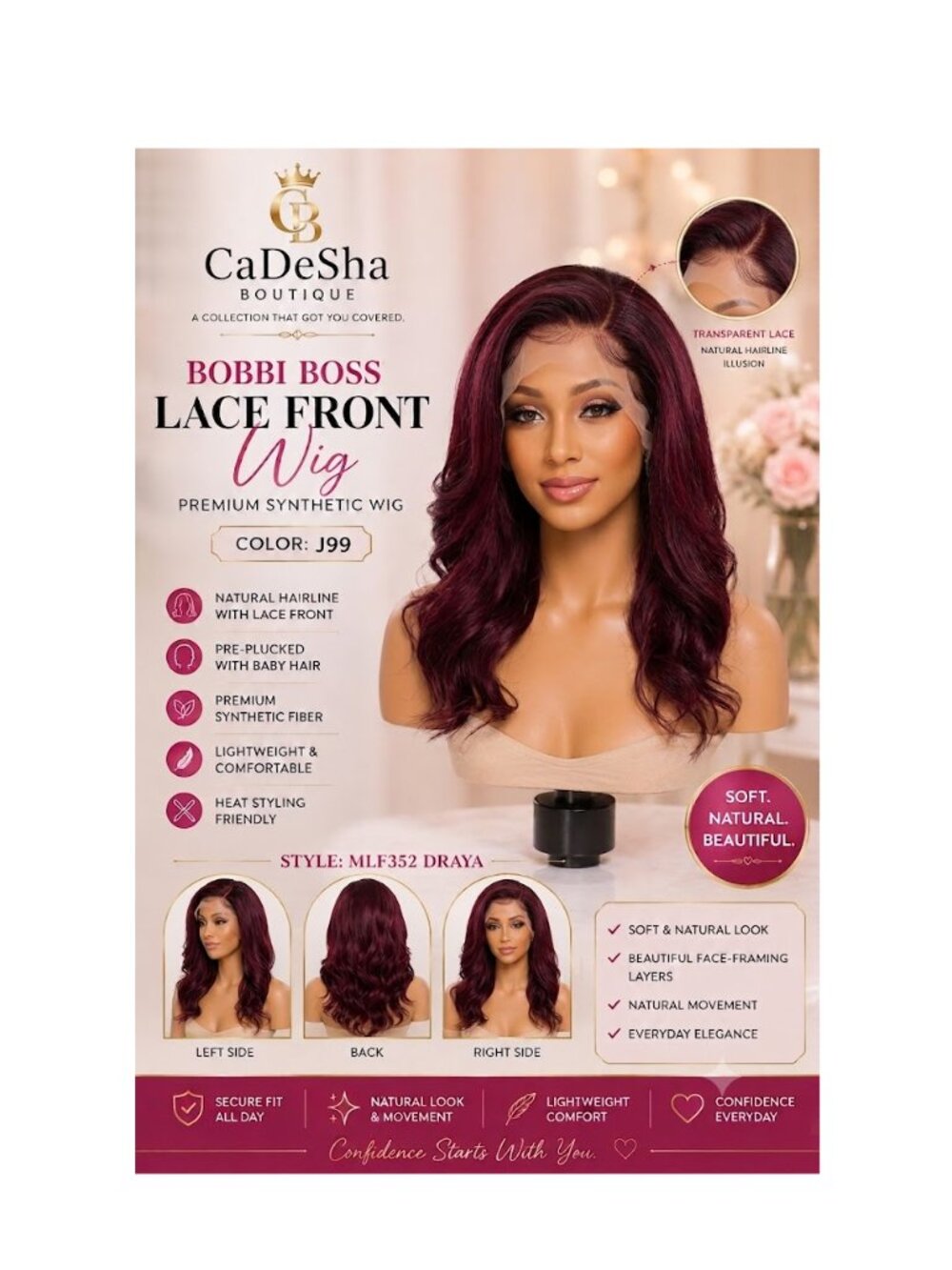 Bobbi Boss Lace Front Wig – Draya (J99)
